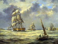 Painting of original first fleet leaving England in 1787 (Jonathan King)